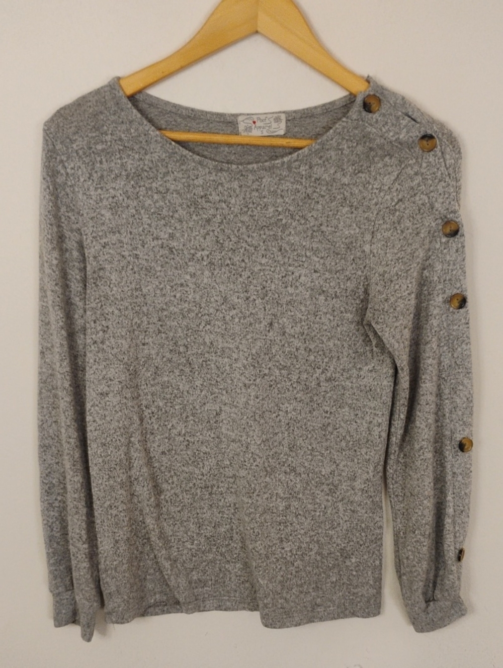 Poof Apparel Heather Gray Knit Top Small